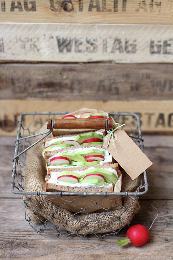 Healthy Sandwiches In A Wire Basket Photograph by Sylvia E.k Photography