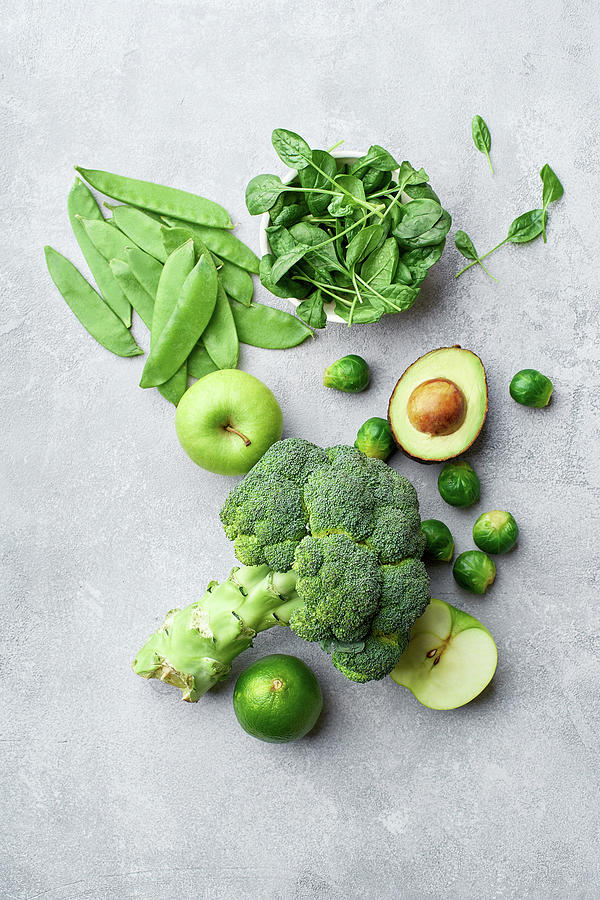 Healthy Vegetarian Food Ingredients In Green Colours Photograph by Asya Nurullina