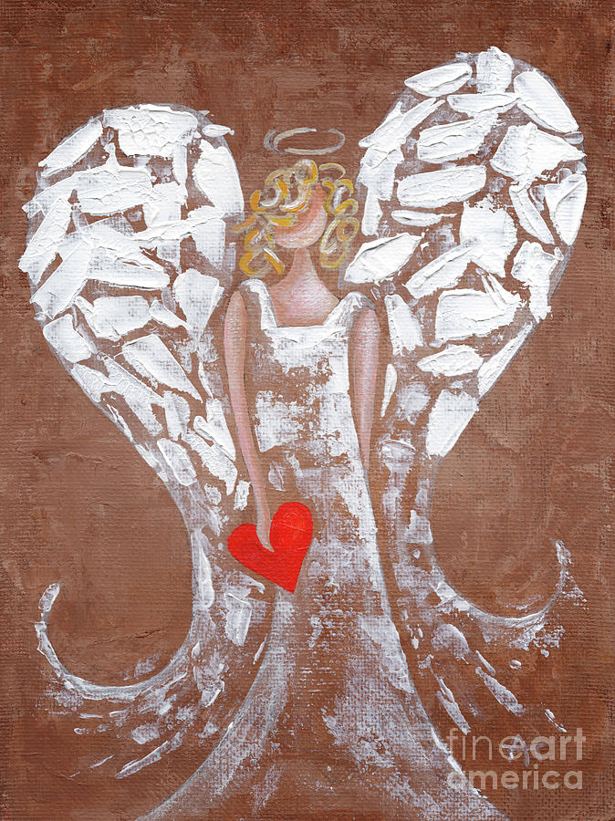 Heard on High Angel - brown heart Painting by Annie Troe