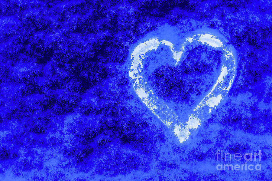 Heart In Snow With Blue and White Background Photograph by Jim Corwin