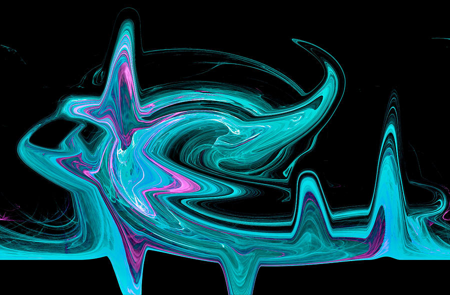 Heart Monitor Waveform Abstract Blue Digital Art by Don Northup