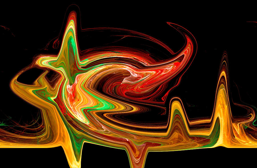 Heart Monitor Waveform Abstract Deep Orange Digital Art by Don Northup