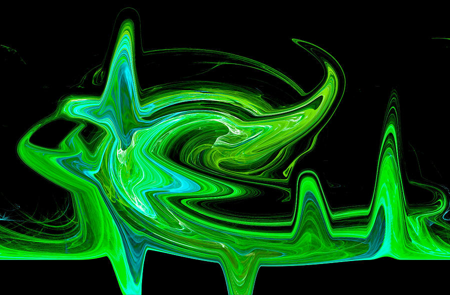 Heart Monitor Waveform Abstract Green Digital Art by Don Northup