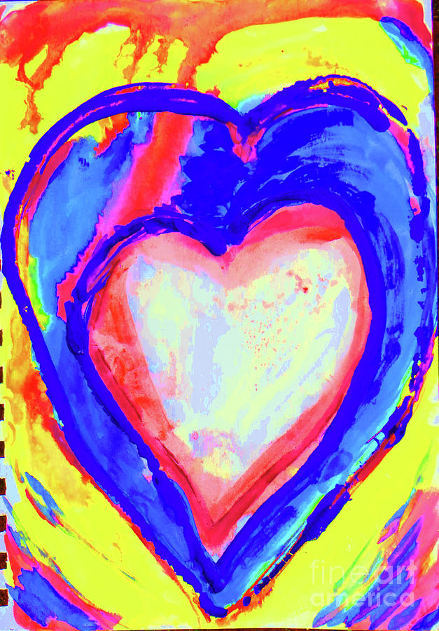 Hearts Painting - Heart of Blue by Lynn Rogers