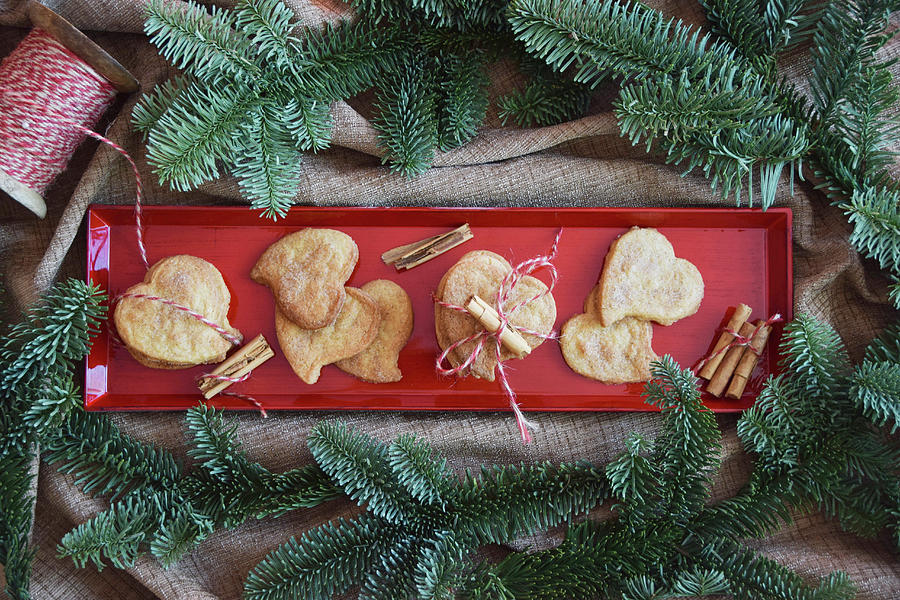 Heart Shaped Cookies With Cinnamon And Sugar christmas Photograph by Marions Kaffeeklatsch