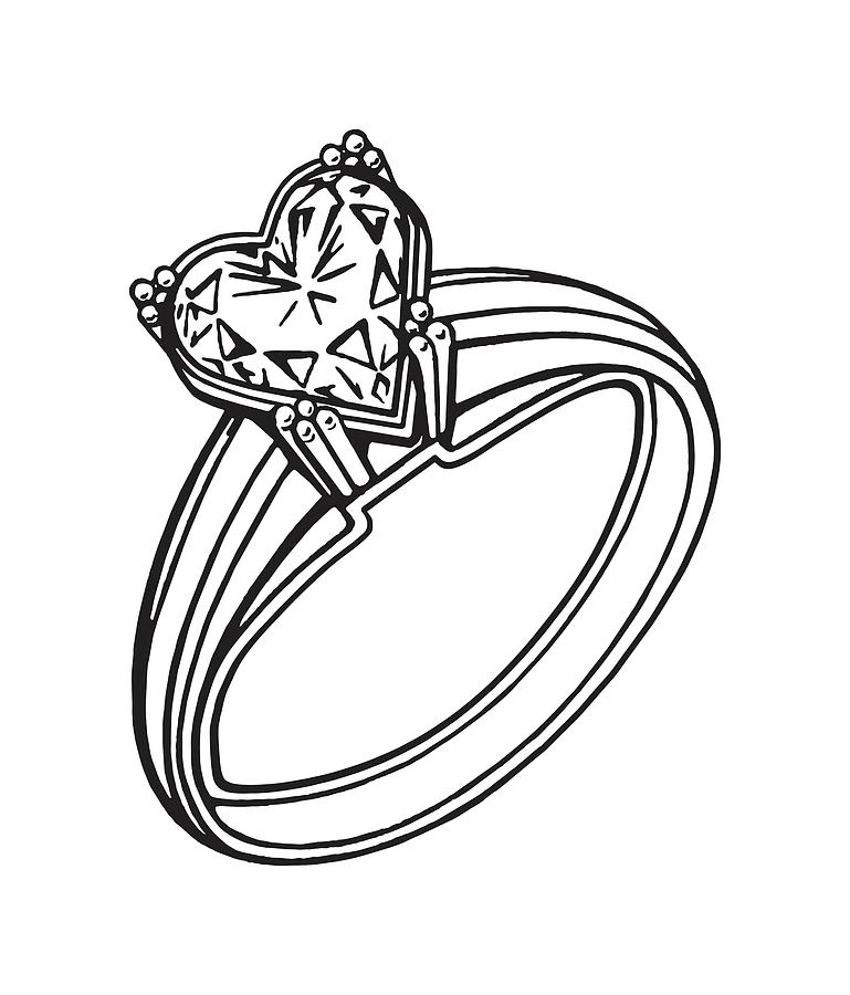 Heart Shaped Diamond Ring Drawing by CSA Images - Fine Art America