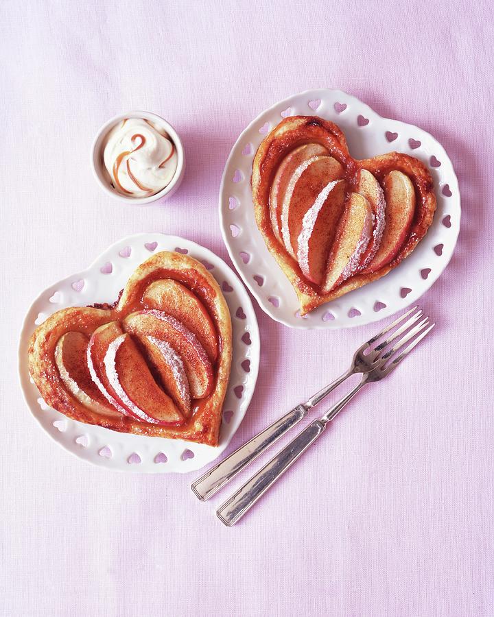 Heart-shaped Pastries With Apple Wedges Photograph by Jonathan Gregson