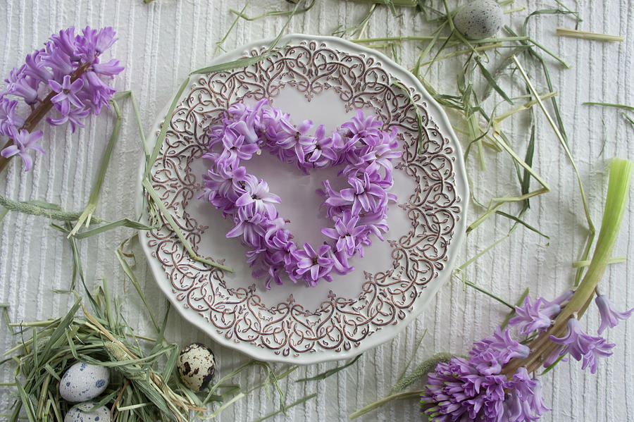 Heart-shaped Wreath Of Hyacinth Florets Photograph by Martina Schindler