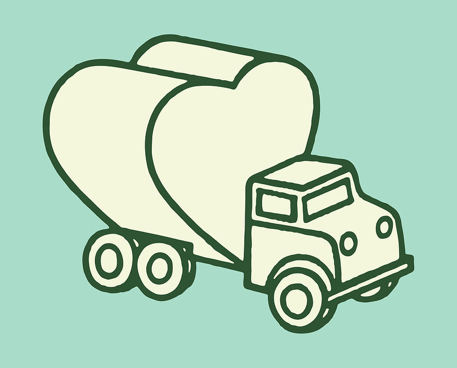 Transportation Drawing - Heart Truck by CSA Images