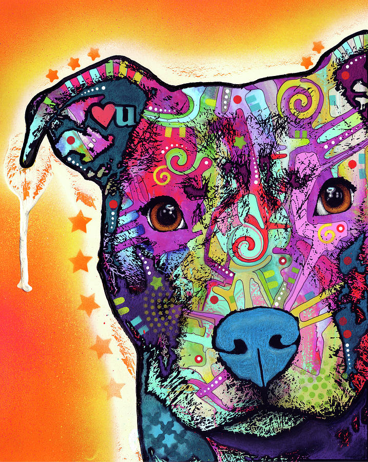 Animal Mixed Media - Heart U Pit Bull by Dean Russo