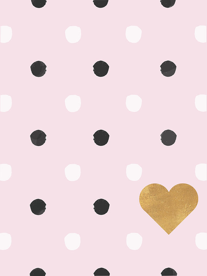 Heart Painting - Heart White And Black Dots On Pink by Sd Graphics Studio