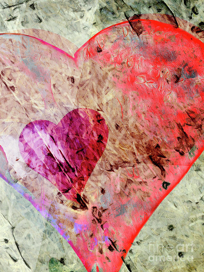 Abstract Digital Art - Hearts Abstract 2 Vert by Edward Fielding