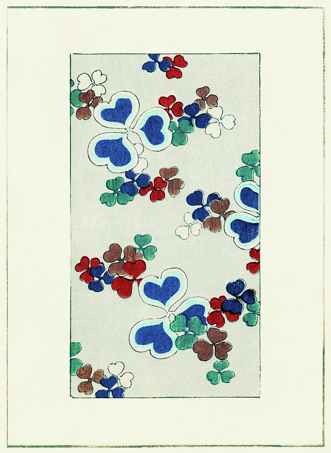 Flower Painting - Hearts Clover - Japanese traditional pattern design by Watanabe Seitei