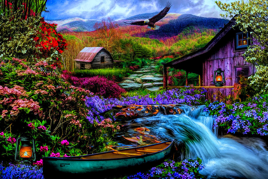 Heaven on Earth in the Mountains in HDR Detail Digital Art by Debra and Dave Vanderlaan