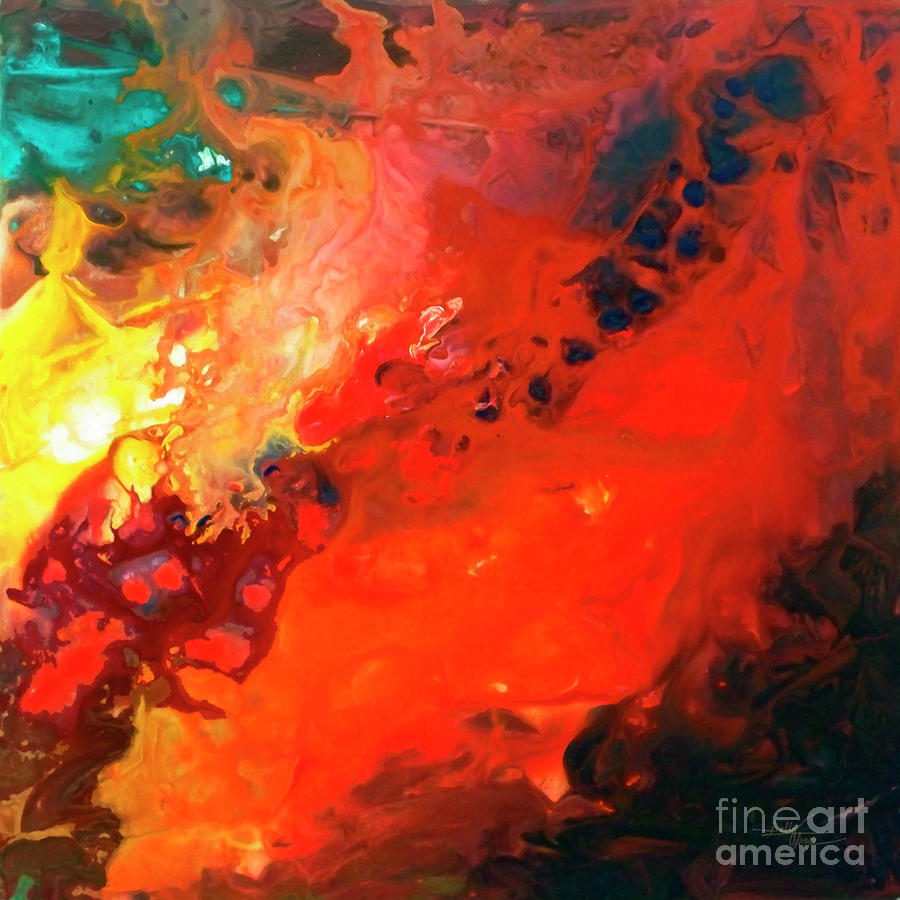 Heavenly Fire Canvas Three Painting by Sally Trace