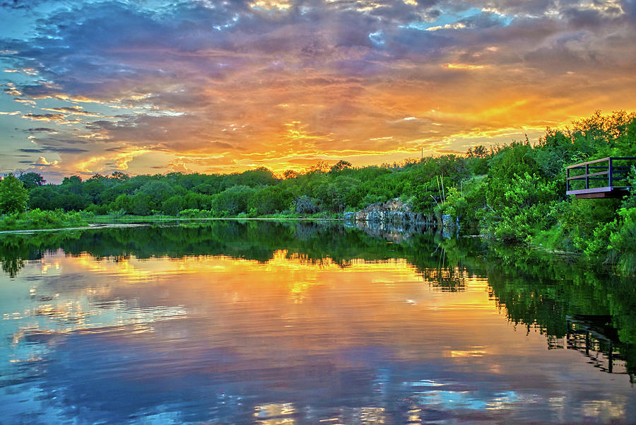 Sunset Photograph - Heavenly Reflections in the Hill Country by Lynn Bauer