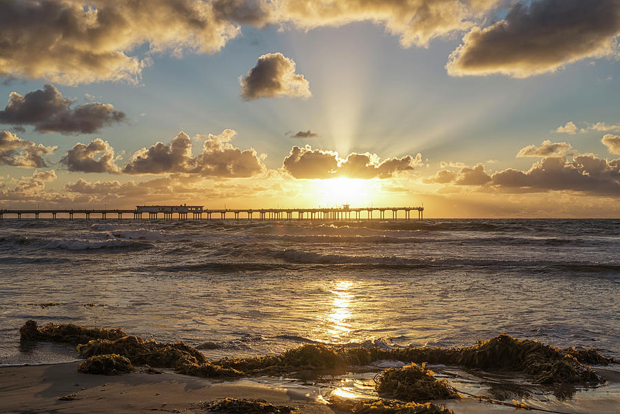 San Diego Photograph - Heavens Light Over The Pier by Joseph S Giacalone