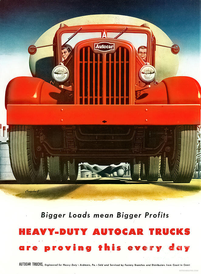 Heavy Duty Autocar Trucks Advertisement Mixed Media by Retrographs