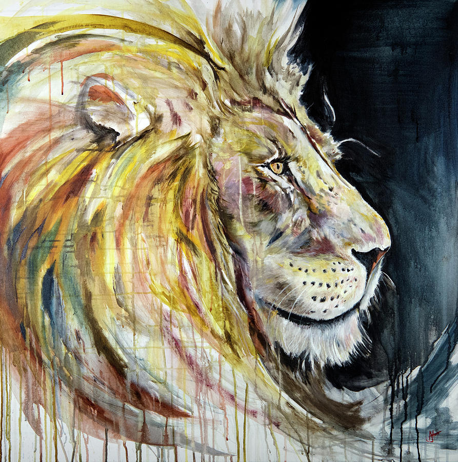 Lion Painting - Heavy Lies The Head That Wears The Crown by Marc Allante
