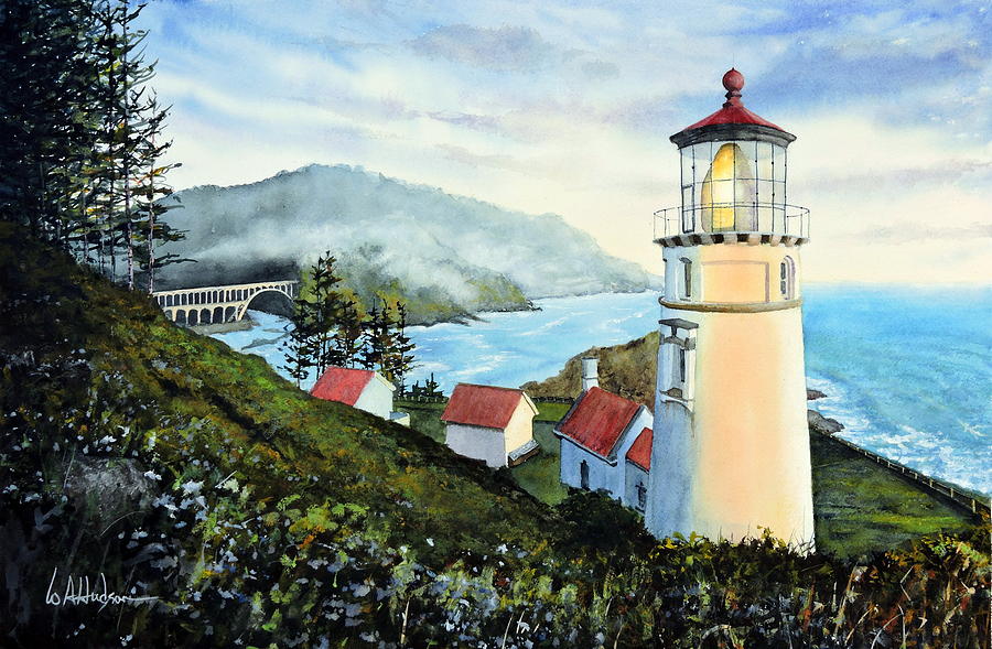 Heceta Head Lighthouse Painting by Bill Hudson