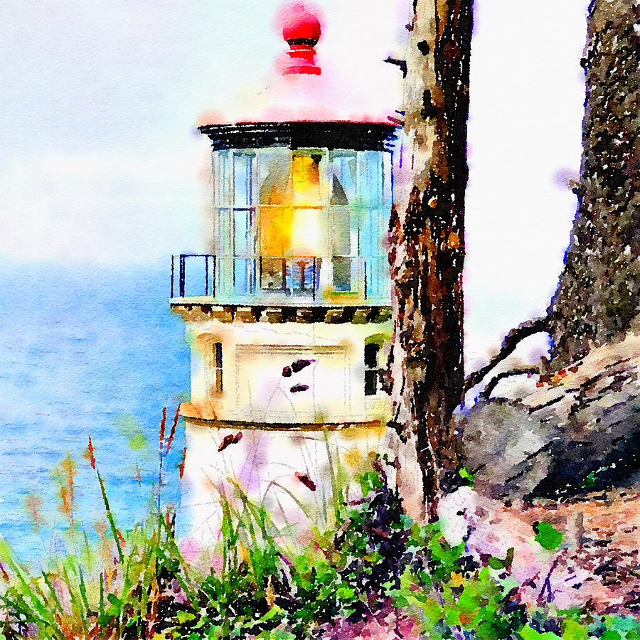 Heceta Head Lighthouse Mixed Media by Bonnie Bruno