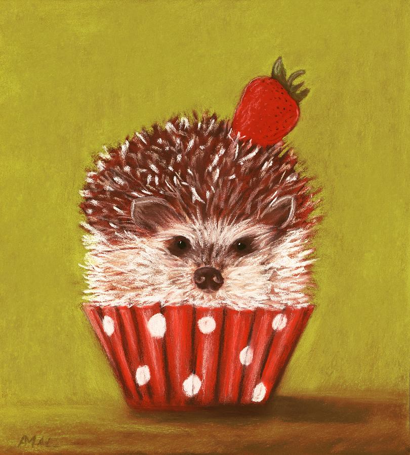 Hedgehog Cupcake Painting by Anastasiya Malakhova