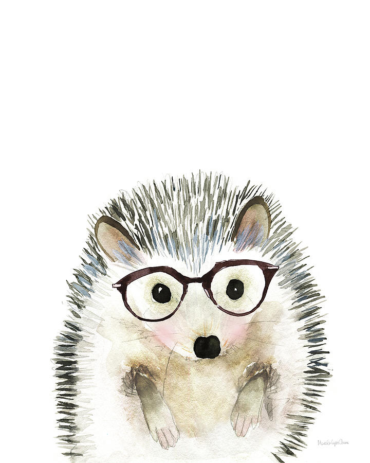 Animal Drawing - Hedgehog In Glasses by Mercedes Lopez Charro