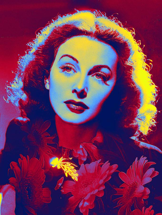 Hedy Lamarr, ca 1942, beauty icon and inventor Neon art by Ahmet Asar ...