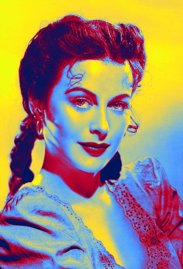 Hedy Lamarr Colorized From A Promo Still Of Her Movie Tortilla Flat Neon Art By Ahmet Asar