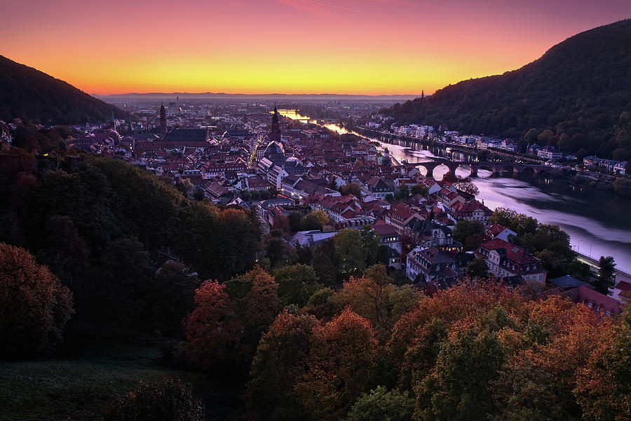 Heidelberg At Autumn Twilight Photograph by By Michael Breitung Photography -> Www.mibreit-photo.com