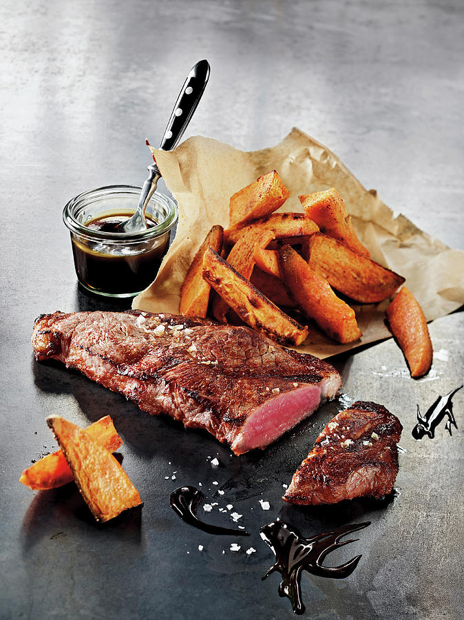 Heifer Rump Steak Made In A Beefer With Sweet Potato Wedges Photograph by Tre Torri