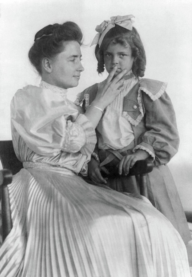 Helen Keller Reading Girls Lips Photograph by Science Source