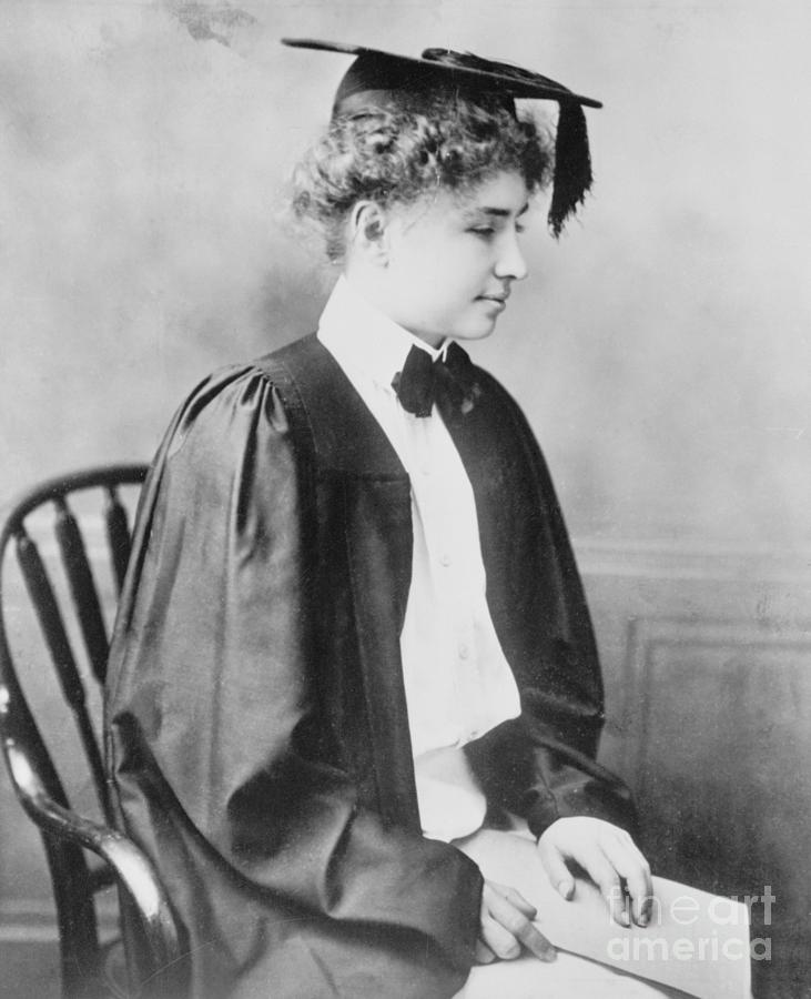 Helen Keller Wearing Cap And Gown Photograph by Bettmann