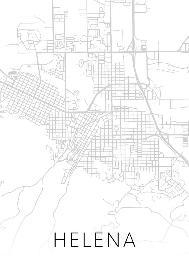 Helena Montana City Street Map Minimalist Black and White Series Mixed ...