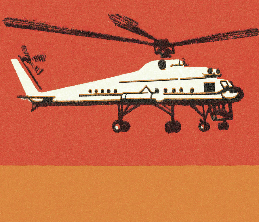 Transportation Drawing - Helicopter by CSA Images