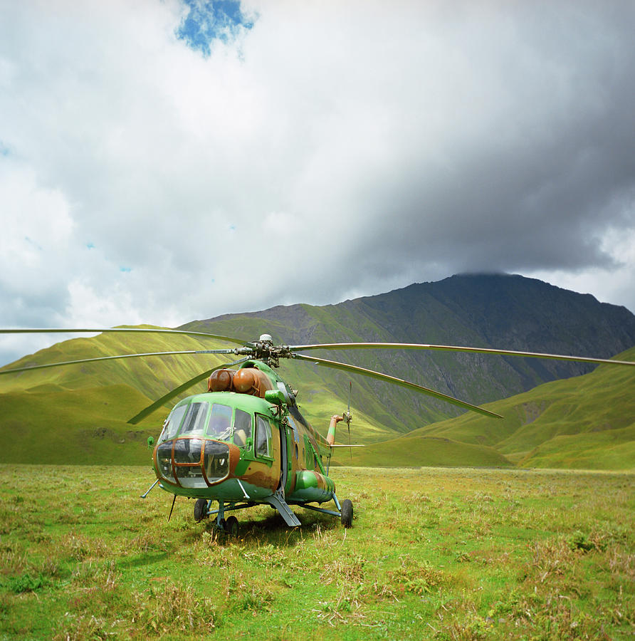 Helicopter In The Mountains Of Tusheti Photograph by Silvia Otte