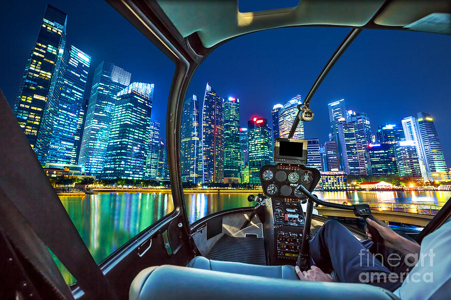 Helicopter on Marina Bay Waterfront Photograph by Benny Marty