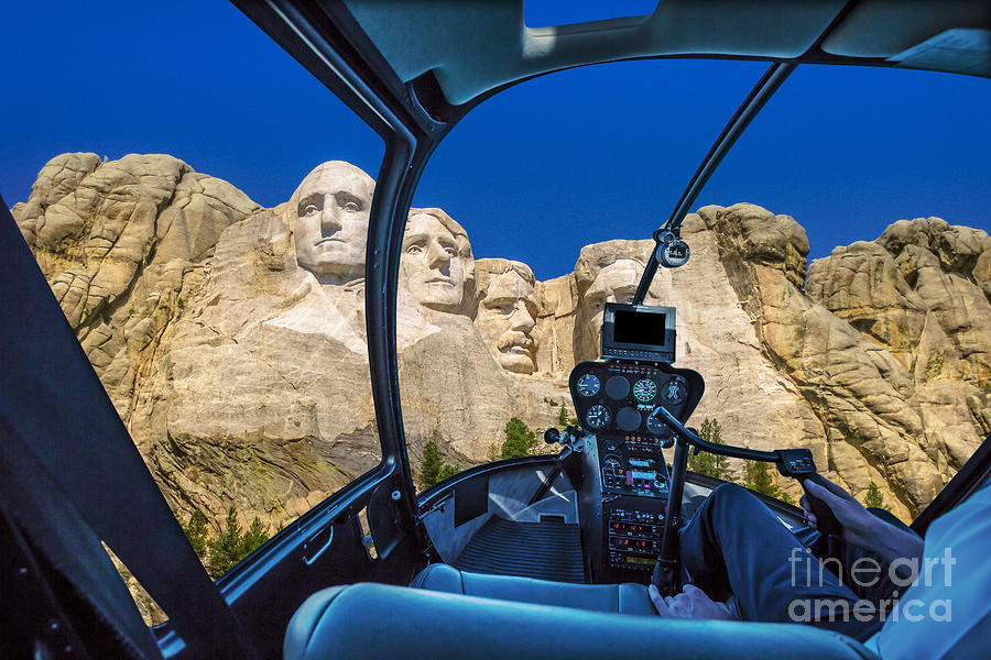 Helicopter On Mount Rushmore Photograph By Benny Marty