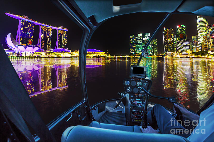 Helicopter on Singapore Photograph by Benny Marty