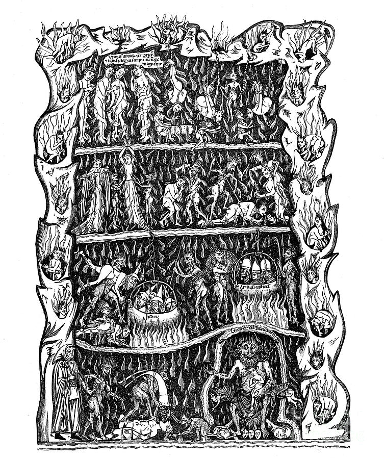 Hell, 12th Century Drawing by Print Collector
