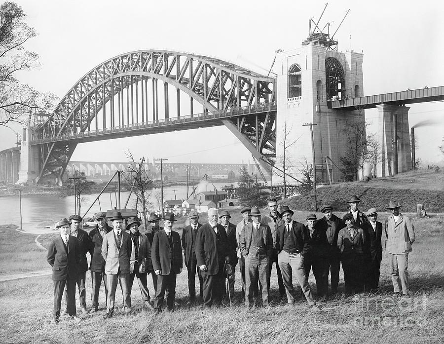 Transportation Photograph - Hell Gate Bridge Engineers by Library Of Congress/science Photo Library