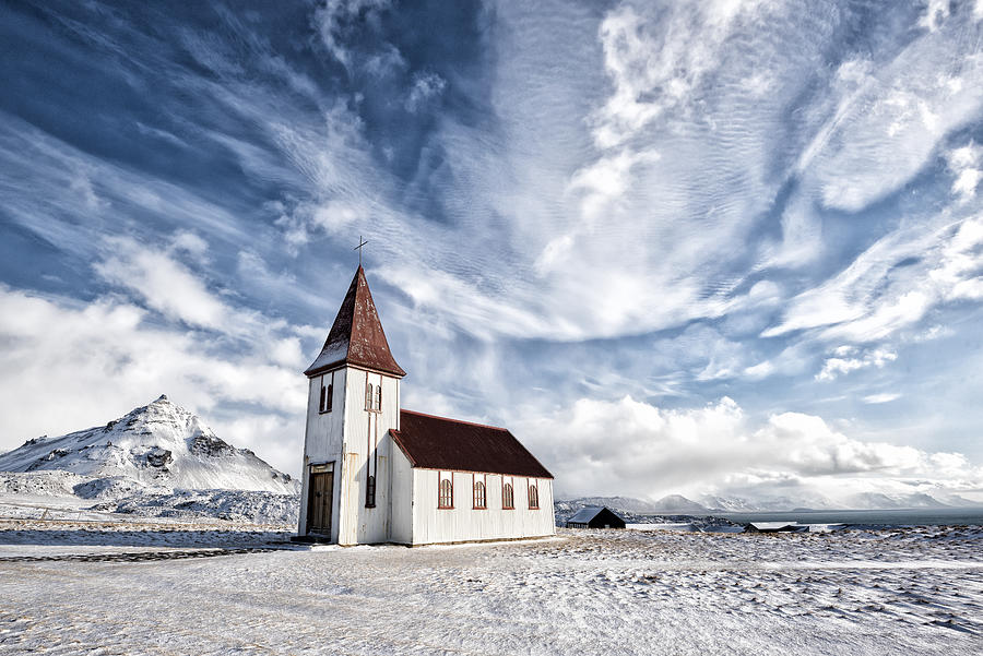 Hellnar Chuch In Spring Photograph by Mike Kreiten