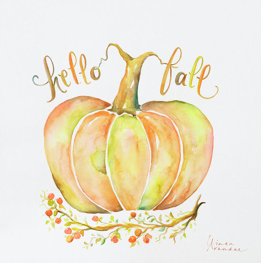 Pumpkin Mixed Media - Hello Fall by Linda Arandas