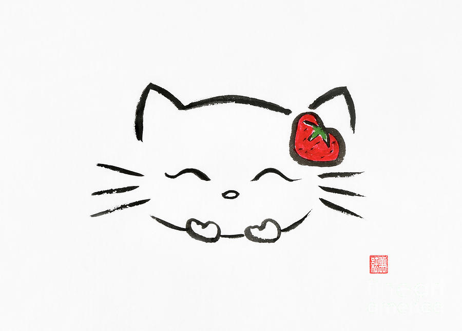 Hello kitty kawaii cartoon character with a strawberry illustrat