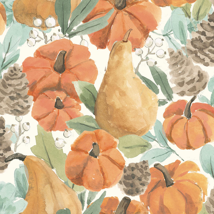 Fall Mixed Media - Hello Pumpkin Pattern Iv by Jenaya Jackson