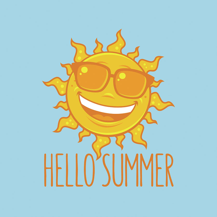 Beach Digital Art - Hello Summer Sun With Sunglasses by John Schwegel