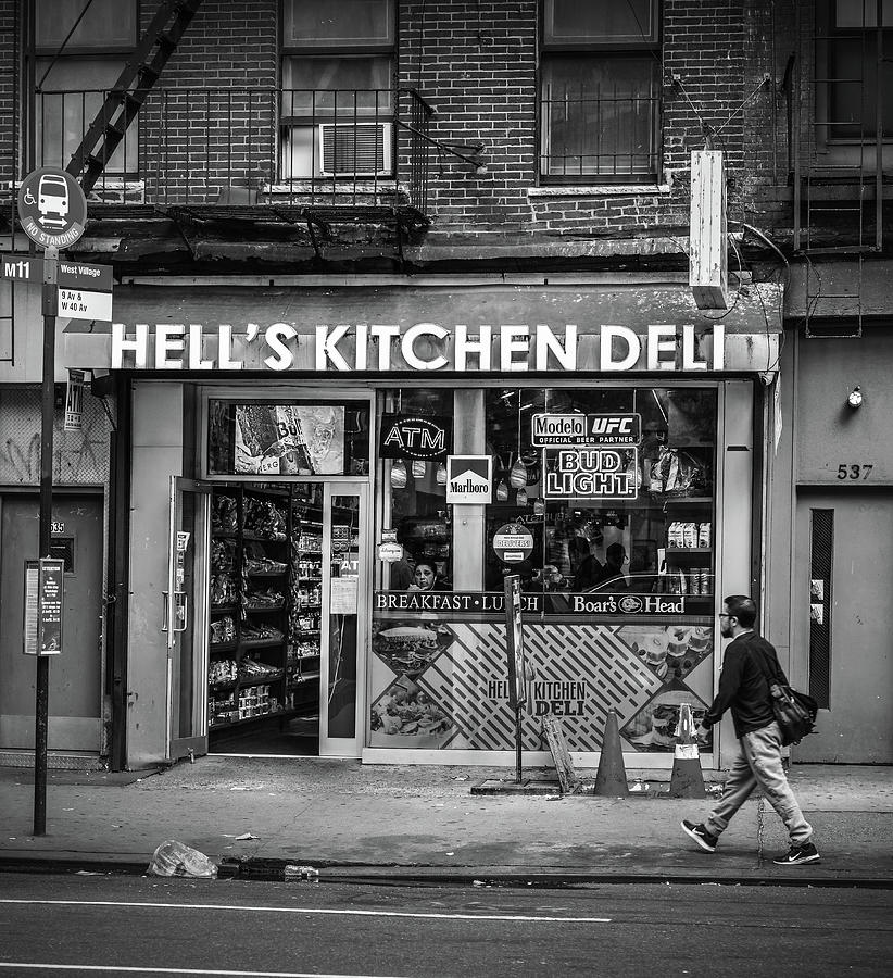 Hells Kitchen Deli In Black and White Photograph by Greg and Chrystal Mimbs