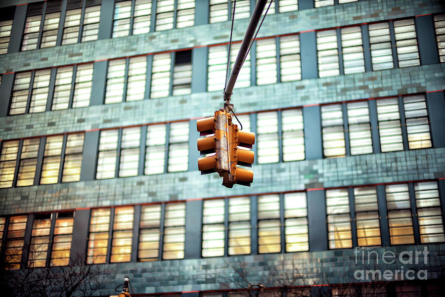 Hells Kitchen Traffic Light in New York City Photograph by John Rizzuto