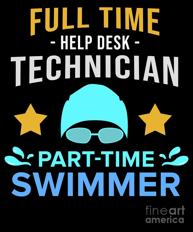 Help Desk Technician Swimmer Geek Swimming Nerd Digital Art By