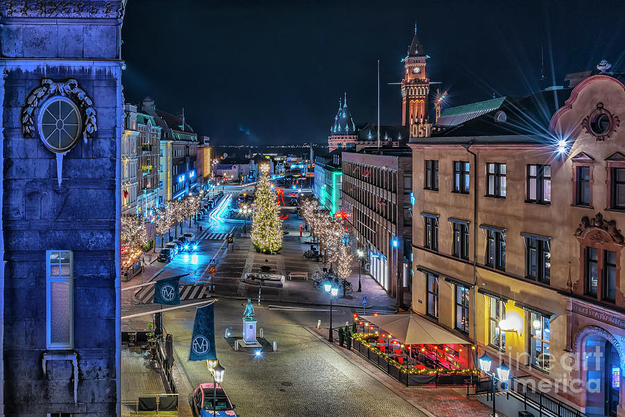 Helsingborg Night Time Scene Photograph by Antony McAulay
